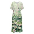 thumbnail image 4 of Yotami Boho Dress for Women Floral Print Short Sleeve V-Neck Long Dress Loose Flowy Dress for Summer, 4 of 4