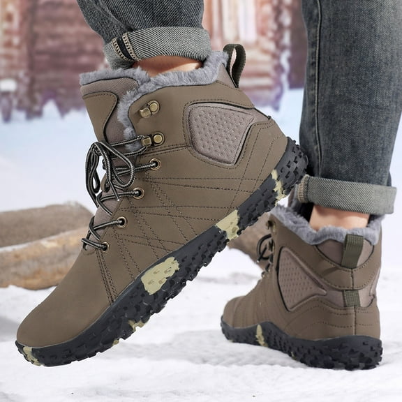 KANG Winter Ankle Boots Thermal Lace Up Couple Shoes Fashionable Slip On Design Comfortable Warm Footwear For Cold Weather Outdoor Daily Use