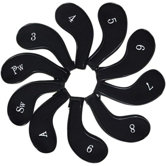 Golf Club Irons Covers Neoprene Zippered Head Cover with Long Neck Number Print Pack of 10