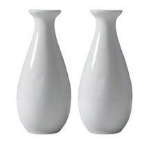 ACDANC 2Pcs White Ceramic Vases Simple Flower Vase Modern Countertop Home Decoration