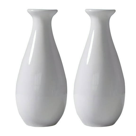 ACDANC 2Pcs White Ceramic Vases Simple Flower Vase Modern Countertop Home Decoration