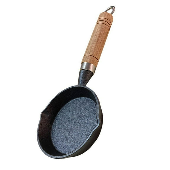 OATIPHO 1Pcs Tiny Frying Pan Black Cast Iron Even Heat Distribution Home Cooking