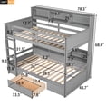 thumbnail image 7 of Twin Size Bunk Bed with Built-in Shelves Beside Both Upper and Down Bed, Wooden Bunk Bed Frame with Storage Drawer, Multifunctional Bunk Bed for Boys Girls Teens Bedroom, No Box Spring Needed, Grey, 7 of 7