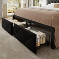 thumbnail image 6 of Honfach King Bed Frame with 2 Storage Drawers, Linen Upholstered Headboard Platform Bed with Charging Station, No Box Spring Needed, Noise-Free, Easy Assembly,Black, 6 of 9