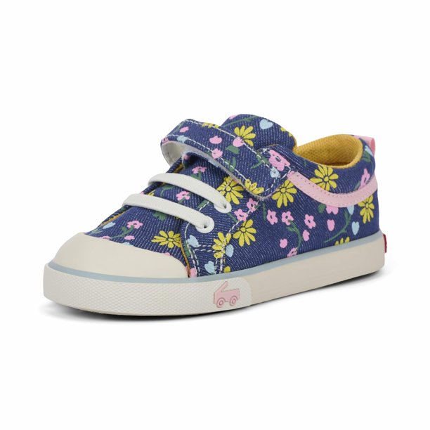 Zapatillas Kai Run Kristin para niñas, azul, mezclilla, floral, 12