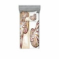 thumbnail image 2 of Ambesonne Ocean Fitted Sheet & Pillow Sham Set, Seashells Abstract Boho, Queen, Pale Brown Cream, 2 of 3
