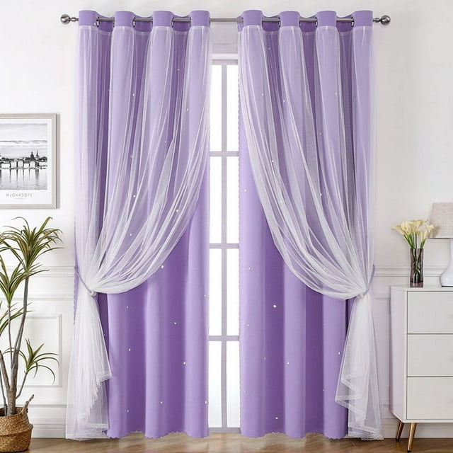 Zhuge Cortinas perforadas de estilo sencillo, cortinas de sombreado adecuadas para dormitorio, sala de estar, cocina (2 paneles, 84,2" de largo x 52" de ancho, A77)