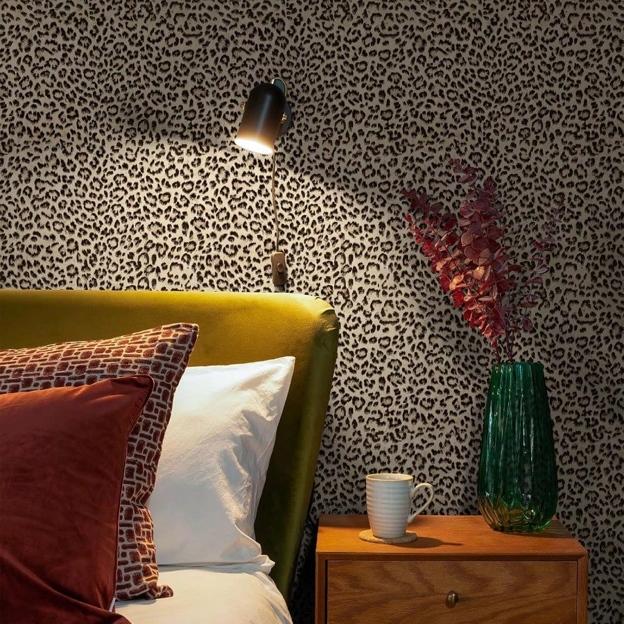 SimonSiff Leopard Print Peel and Stick Wallpaper 17.3x400 Black/Brown Removable Wallpaper Renter Friendly Waterproof Contact Paper for Bedroom Bathroom Living Room Cabinet