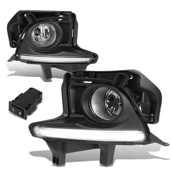 DNA Motoring FL-ZTL-247-CH For 2014 to 2016 Toyota Highlander Driving Fog Light Bumper Bezel Cover w/ LED DRL Wiring Harness  (Black Bezel Clear Lens)