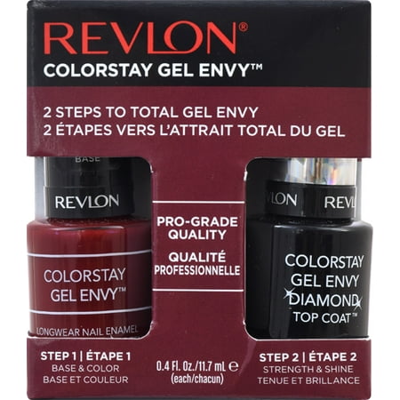 Revlon ColorStay Gel Envy Longwear Nail Enamel, Queen of Hearts + Top Coat .4 fl oz, 2 count