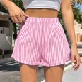 thumbnail image 6 of Women's Striped Print Shorts High Waisted Elastic Waist Wide Leg Loose Casual Shorts XL, 6 of 9