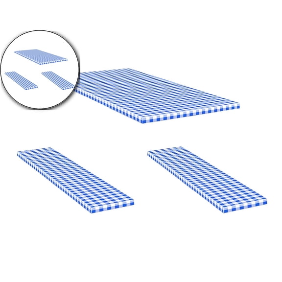 Dvruxg Picnic Table Cover with Bench Covers Fitted Table Clothes for 6 Foot Rectangle Tables Flannel Backing with Elastic Edge -for Outdoor/Indoor Party&Dining(30x72 Inch,3-Pieces)