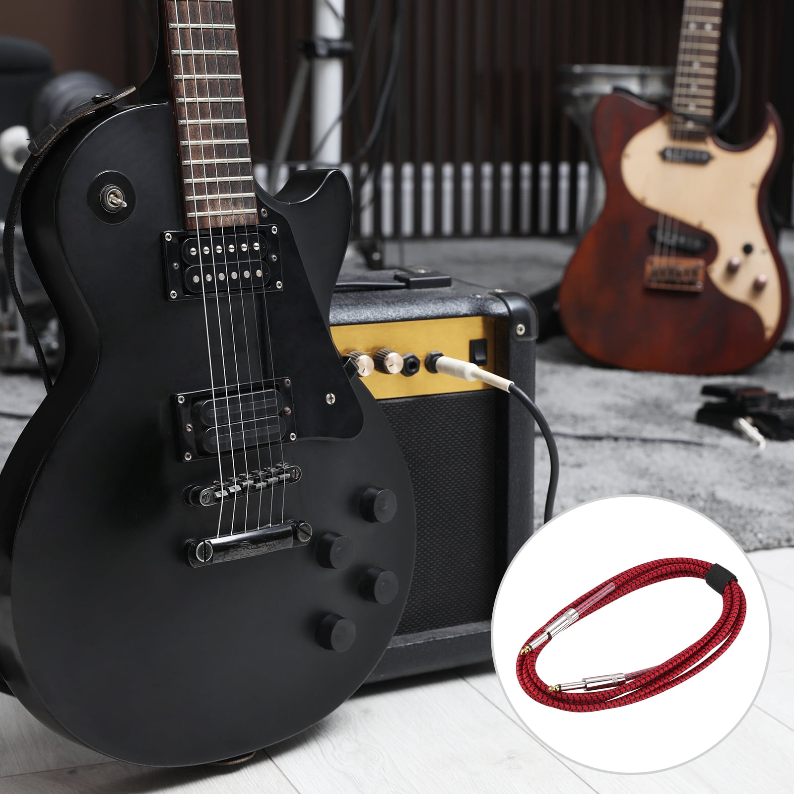 2 PCS Guitar Instrument Cable 10 Feet 1/4 Inch to 1/4 Inch Straight 6.35mm Male Audio Interconnect Cord Braided Red