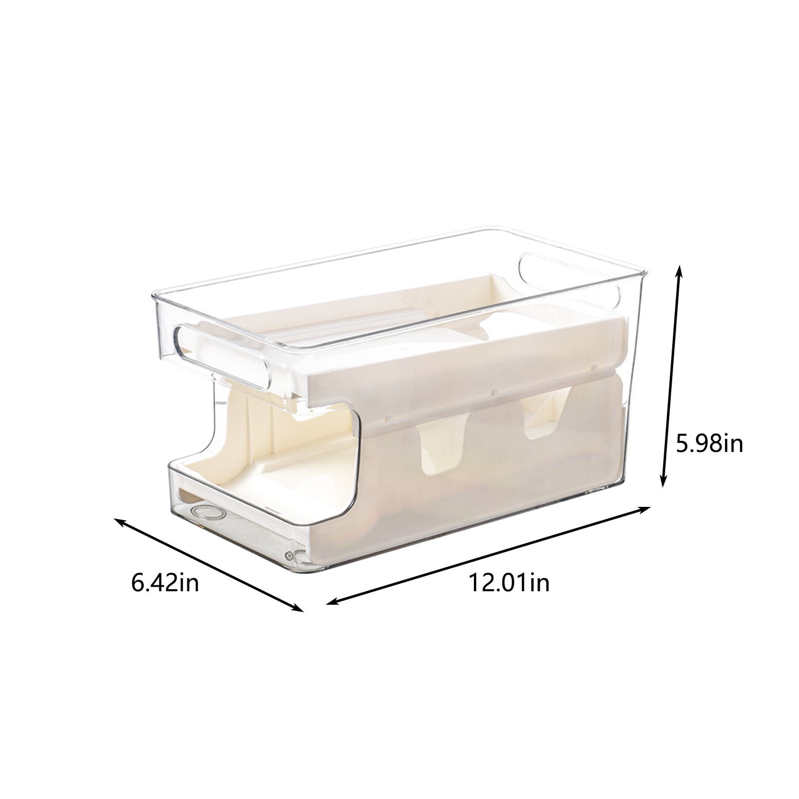 Viflosae Automatic Rolling Refrigerator Storage Box Double Layer Transparent Beer Cola Can Organizer Pantry Fridge Shelf Space Saver Efficient Kitchen