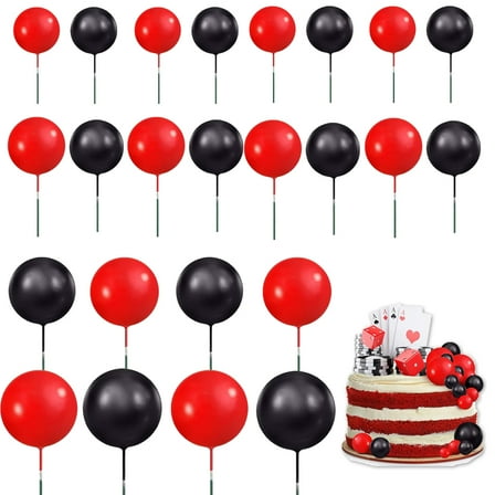 ZOOMPIL Cake Decoration Balls, 108 pieces Foam Balls Cake Topper, DIY Cake Topper for Cake Decoration Birthday wedding wedding anniversary baby shower(Red Black)