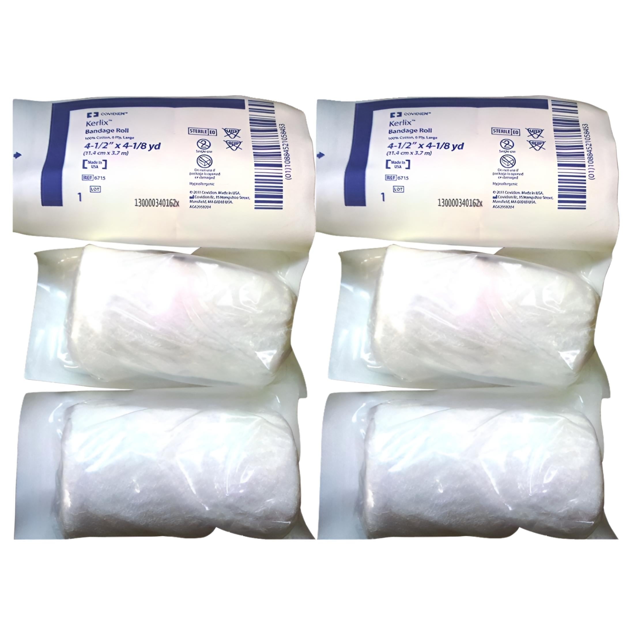 Kerlix Fluff Bandage Roll Gauze 6-Ply Roll Sterile 4.5 Inch X 4.1 Yard, Pack of 6