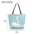 thumbnail image 5 of FORMRS Womens Canvas Tote Bag with Zipper Inner Pocket Shoulder Handbag, White Cartoon Swan, 5 of 7