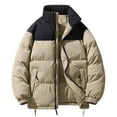 thumbnail image 2 of Dgankt Men's Clothing Men's Color Puffer Jacket Thickened Winter Coat Warm Stand Collar Color Block Zip Up Jacket Ski Bubble Coat, 2 of 3
