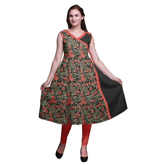 Bimba Women Kurtas Ethnic Printed Angrakha Style Summer Wear Tops For Women