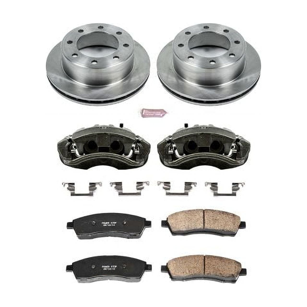 PowerStop Rear Stock Replacement Brake Pad and Rotor Kit with Calipers Fits: FORD Select Models KCOE1890A