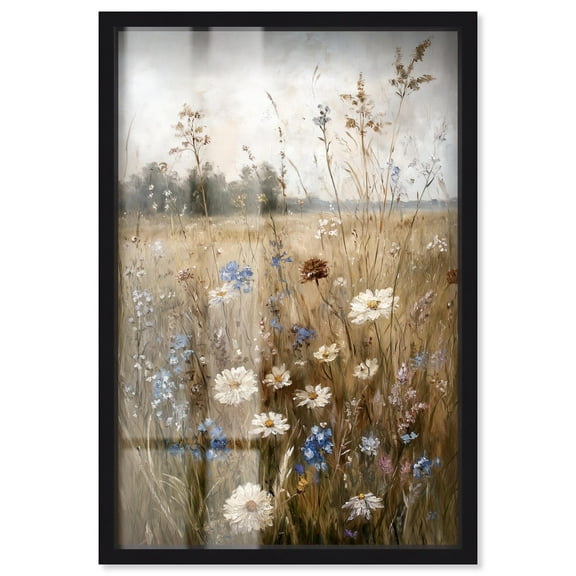 Field of Forgotten Dreams III Shadowbox Print Vintage Floral Art by Art Remedy, Black Frame, 10 x 15