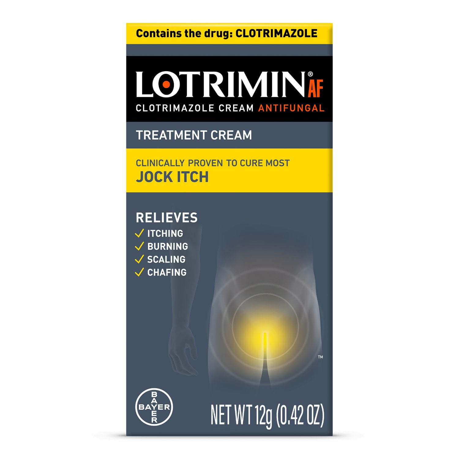 Lotrimin AF Clotrimazole Jock Itch Antifungal Treatment Cream, 12G Tube