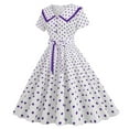 thumbnail image 3 of Summer Deals 2024 SMihono Women's Vintage Polka Dot A Line Swing Dresses Casual Short Sleeve Retro 1950s Party Dresses with Belt Purple 8, 3 of 6
