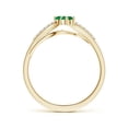 thumbnail image 2 of Angara Natural 0.2 Ct. Emerald with Diamond Side Stone Ring in 14K Yellow Gold for Women (Ring Size: 12), 2 of 8