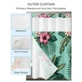 thumbnail image 2 of No Hook Cloth Fabric Shower Curtain with Snap in Liner, Tropical Waterproof Shower Curtains Set with See Through Top Window, Pink Floral Green Palm Leaf Aqua Watercolor Bath Curtains Shower 66"x72", 2 of 6