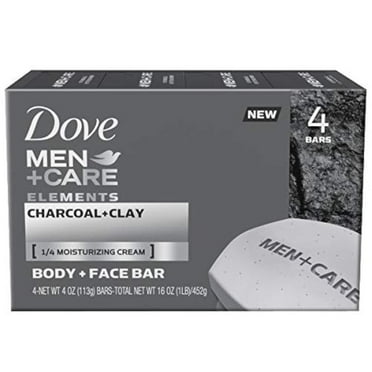 Dove Men Care Elements Body And Face Bar Charcoal   Clay 4 Oz, 4 Bar Packaging May Vary