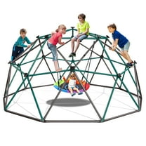 KloKick 10ft Playground Climbers Dome - Kids Jungle Gym with Swing, 800lb Capacity, Rust-Resistant(Green)