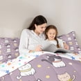 thumbnail image 4 of Homewish Funny Pet Cats Full Size Comforter Sets,Kawaii Cartoon Animal Bedding Comforter Set,Purple,Colorful Stars Reversible,3-Piece,1 Comforter and 2 Pillowcases, 4 of 7