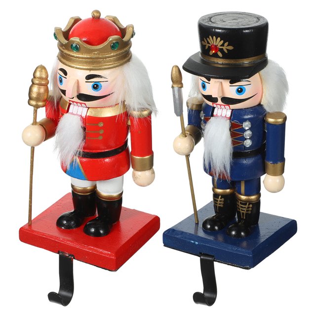 2 soportes para calcetines navideños: Cascanueces de madera para Navidad, figuras decorativas - Decoración navideña para el hogar