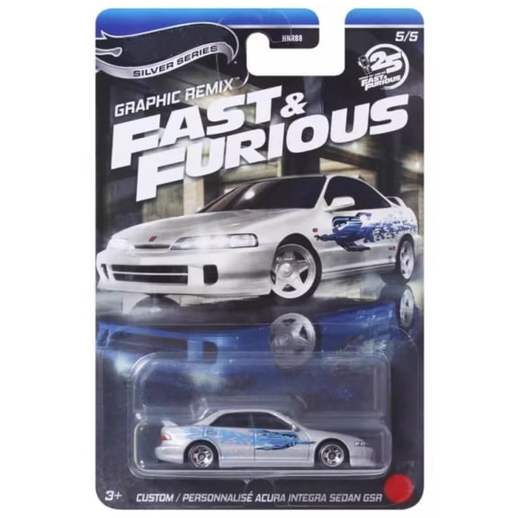 HW Silver Series Graphic Remix Fast & Furious #5 Custom Personnalise Acura Integra Sedan GSR HNR88