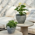 thumbnail image 3 of La Jolie Muse Flower Pots Outdoor Garden Planters, Indoor Plant Pots W/ Drainage Holes, Plastic, Marble Pattern Grey, Set 2(19 +22cm), 3 of 7
