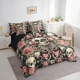thumbnail image 2 of Manfei Horror Halloween Skull Bedding Comforter Set 7 Pieces,Romantic Flower Rose Full Bedding Set,Gothic Theme Fitted Sheet Flat Sheet For Teens,Microfiber Bedroom Decor Reversible, 2 of 7