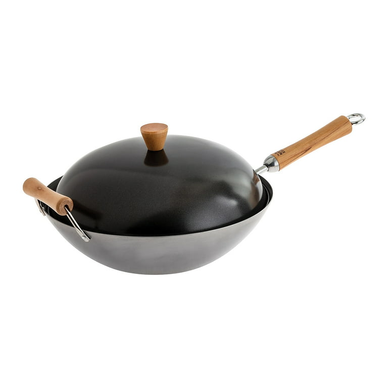 Joyce Chen Classic Series Uncoated Carbon Steel Wok Set with Lid