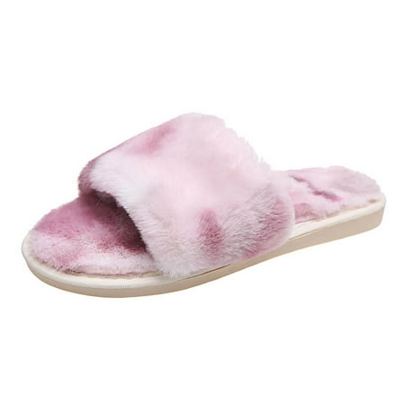 

lystmrge Croquette Slippers for Women Knee High Slippers for Women S Women Slippers Size 7 Women s Fashion Round Toe Flat Leopard Print Large Size Plush Casual Slippers