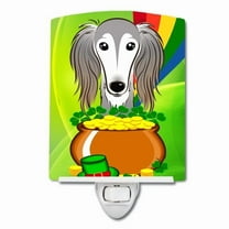 Caroline's Treasures BB1973CNL Saluki St. Patrick's Day Ceramic Night Light, 6x4x3", multicolor