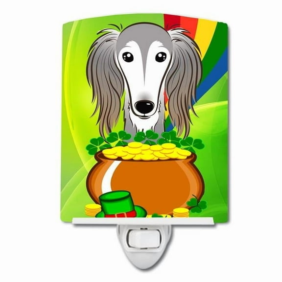Caroline's Treasures BB1973CNL Saluki St. Patrick's Day Ceramic Night Light, 6x4x3", multicolor