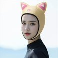 thumbnail image 4 of Mujeres Orejas de Capucha de Buceo Gorro Impermeable Traje de Neopreno Gorro con Capucha Gorro de Natación con Correas para la Barbilla Rosa, 4 of 5