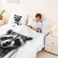 thumbnail image 3 of Erosebridal Kids Raccoon Bed Sheets, Cute Animal King Sheets, White Grey, 4-Piece, 3 of 5