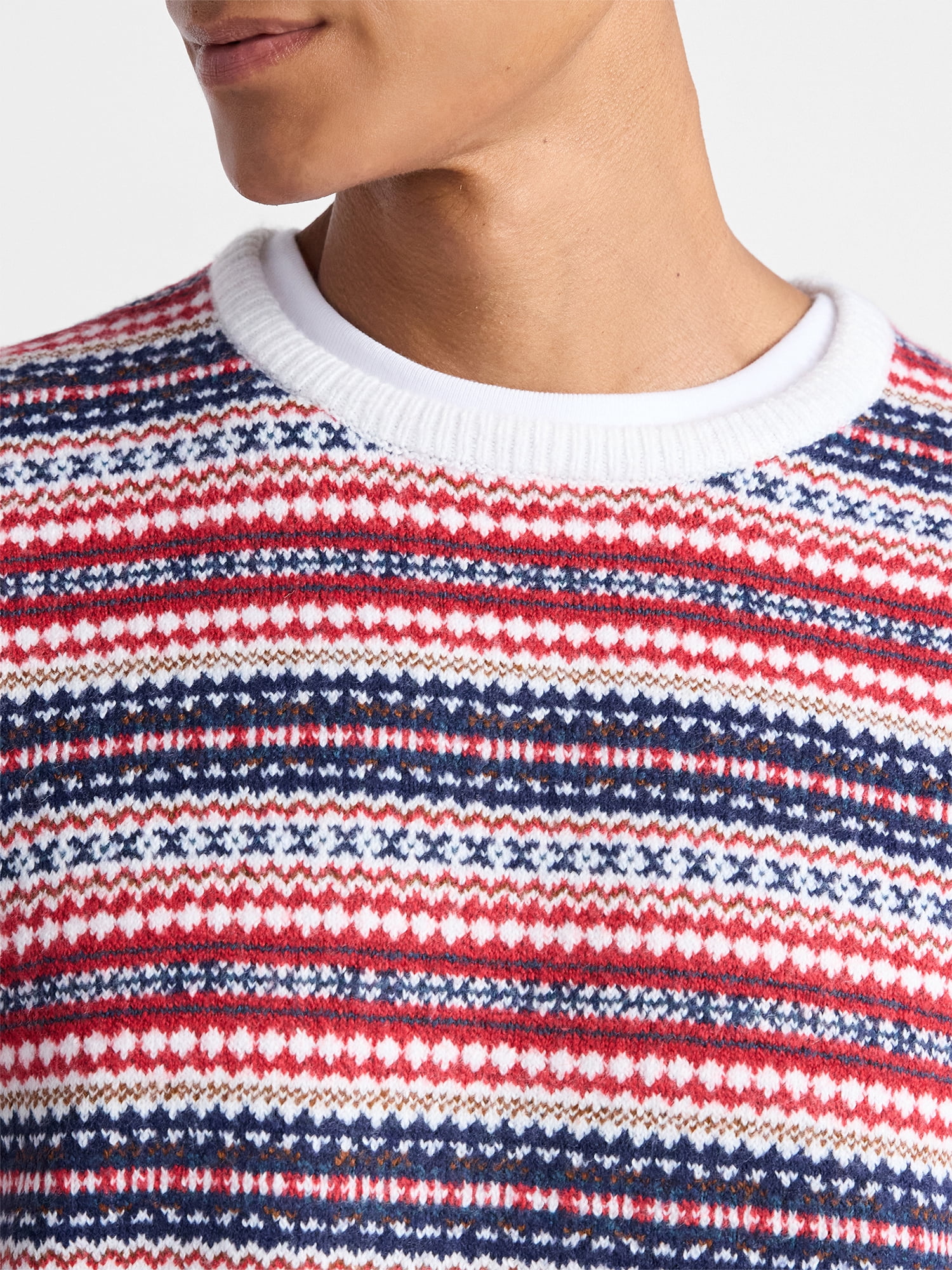 Free Assembly Men's Fair Isle Sweater with Long Sleeves, Size XS-3XL