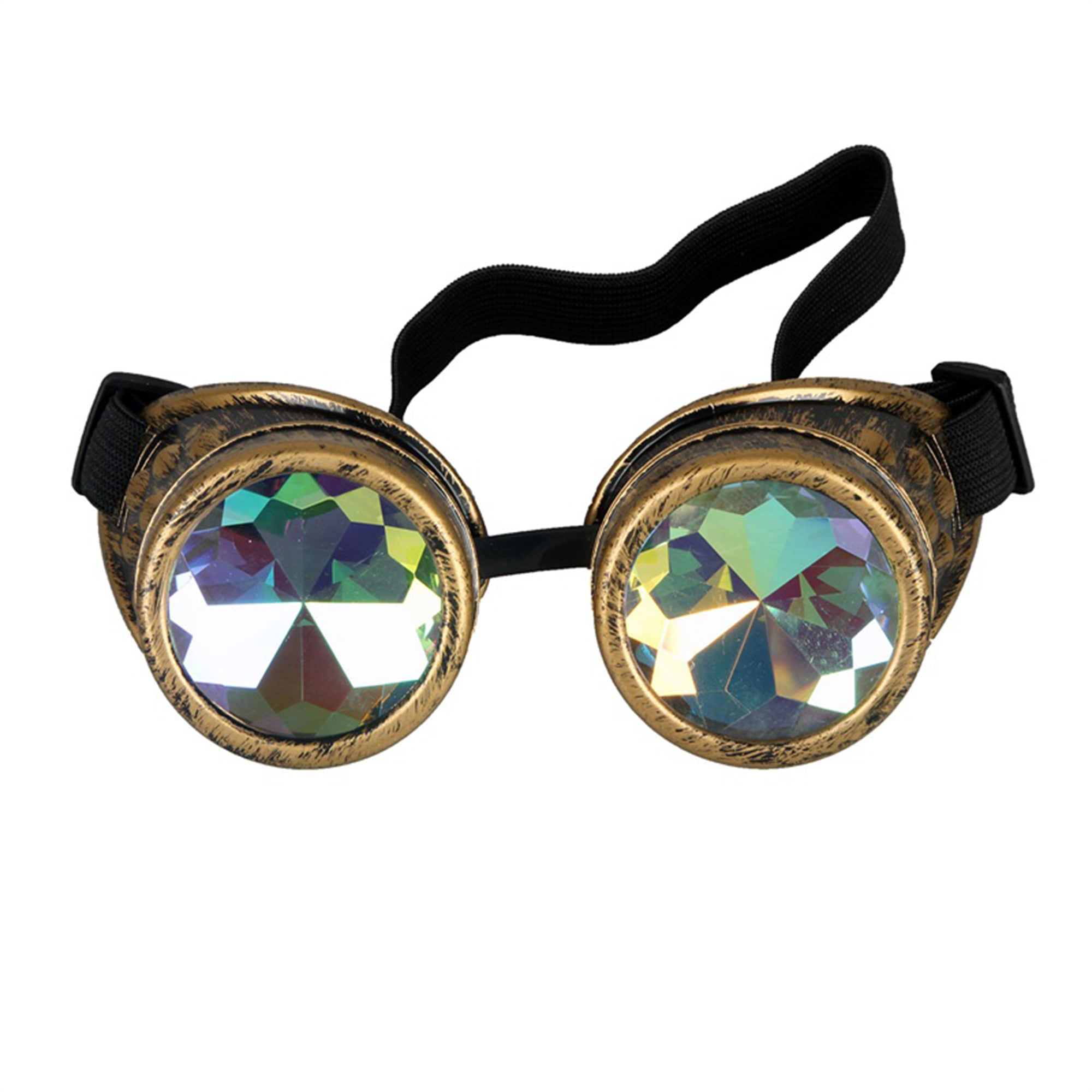 Vektenxi Kaleidoscope Rainbow Steampunk Goggles Crystal Lenses Welding Eye Protect Vintage Glasses Durable and Practical 