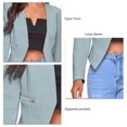 thumbnail image 3 of Women  Jackets, Comfortable Breathable Women Casual Work Blazers Long Sleeve Open Front Polyester Pure Color  For Date For Work Pea Green M, 3 of 5