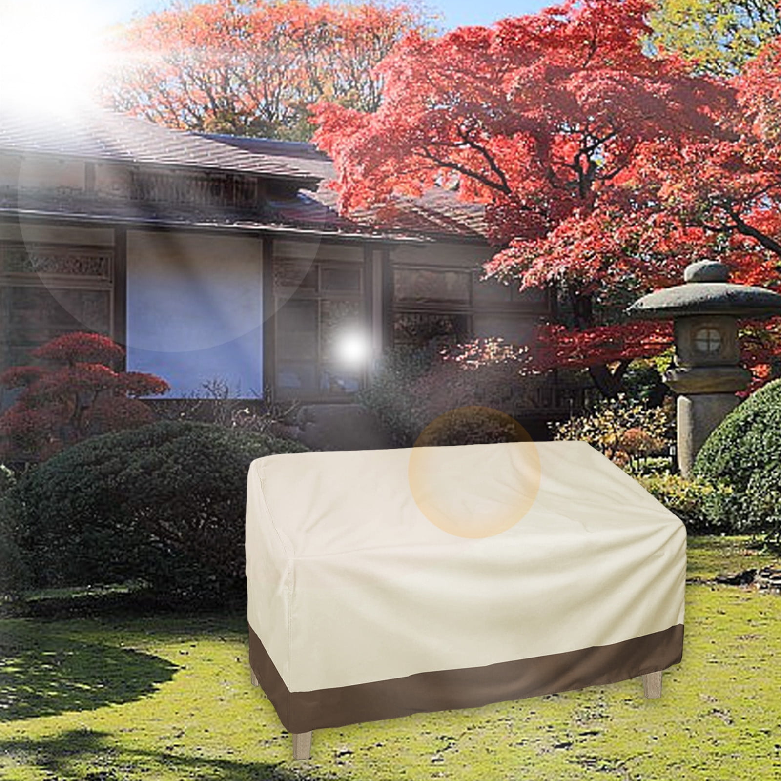 HCBY Outdoor Loveseat Cover, Waterproof & Anti UV Patio Cushion Protector, Heavy Duty Lawns Furniture Cover, Fits 2 Seater Garden Bench