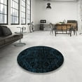 thumbnail image 4 of Ahgly Company Machine Washable Indoor Square Abstract Night Black Area Rugs, 7' Square, 4 of 7