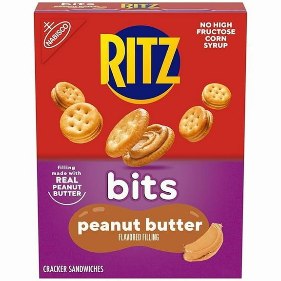 RITZ Bits Peanut Butter Sandwich Crackers, Snacks for Kids and Adults, Lunch Snacks, 8.8 oz