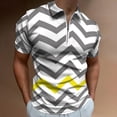 thumbnail image 2 of Yellow Grey Chevron Pattern Men Zipper T-shirt Summer Casual Short Sleeve T-shirt Top, 2 of 7