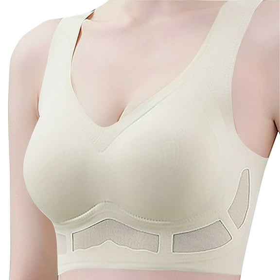 JIUKE Bras for Women Wireless Seamless Push up Bras Comfortable Sleep Wear Bralettes V Neck Full Coverage T-Shirt Bras